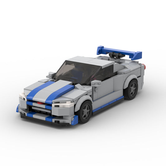 Nissan F&F R34 GTR | Grey and Blue - Brickful